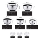 Ljojo 5-Piece Stainless Steel Salad Mixing Bowl Set with Grater and Lids