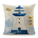 Ljojo Mediterranean Lighthouse Sail Print Pillow Cover for Home Decor