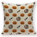Happy Halloween Pumpkin Print Linen Throw Pillow Cover by Ljojo