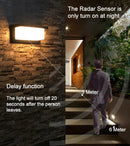 Ljojo 18W LED Outdoor Wall Sconce with Radar Motion Sensor IP66 Waterproof