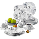 Ljojo 30-Piece Black Porcelain Ceramic Dinner Combi-Set with Dessert Soup Dinner Cup Saucer