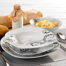Ljojo 48-Piece Black Decals Porcelain Tableware Set with Bowls and Plates