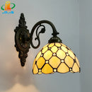 European Glass Beads Wall Lamp Tiffany Style Metal Arm Bedroom Living Room Light - Ljojo