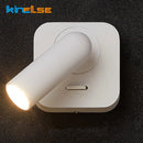 Ljojo 3W LED Reading Wall Lamp with Switch, 350º Rotation, Bedroom Sconce