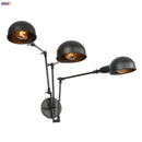 Ljojo Loft Antique Swing Arm Wall Sconce with 3 Heads Black Finish