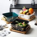 Ljojo Marble Pattern Ceramic Fruit Salad Bowl Snack Plate - European Style