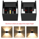 Ljojo 12W Waterproof LED Wall Lamp - Adjustable Outdoor Indoor Wall Sconce