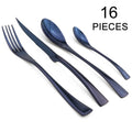 Ljojo 16-Piece Black Stainless Steel Cutlery Set for Dining and Entertaining