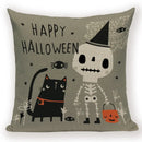 Happy Halloween Pumpkin Print Linen Throw Pillow Cover by Ljojo