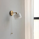 Ljojo Milk Glass LED Wall Light with Pull Chain Switch - Modern Copper Wall Lamp