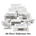 Ljojo 30/60 Piece Porcelain Tableware Set for 6/12, Cups, Saucers, Plates - MALACASA Series