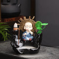 Ljojo Little Monk Ceramic Incense Burner with Mountain Water Flow Ornament