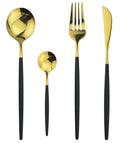 Ljojo 24-Piece Gold Stainless Steel Dinnerware Set - Gift Box, Dishwasher Safe