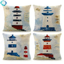 Ljojo Mediterranean Lighthouse Sail Print Pillow Cover for Home Decor