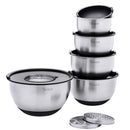 Ljojo 5-Piece Stainless Steel Salad Mixing Bowl Set with Grater and Lids