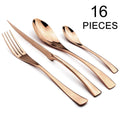 Ljojo 16-Piece Black Stainless Steel Cutlery Set for Dining and Entertaining