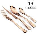Ljojo 16-Piece Black Stainless Steel Cutlery Set for Dining and Entertaining