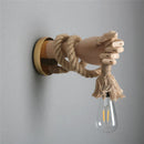 Industrial Hand Shape Wall Light by Ljojo - Creative Hemp Rope Wall Lamp
