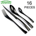 Ljojo 16-Piece Black Stainless Steel Cutlery Set for Dining and Entertaining