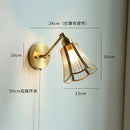 Ljojo Milk Glass LED Wall Light with Pull Chain Switch - Modern Copper Wall Lamp