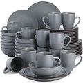 Ljojo MODA Stoneware Dinner Set - 48-Piece Grey Tableware in VANCASSO Design
