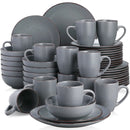 Ljojo MODA Stoneware Dinner Set - 48-Piece Grey Tableware in VANCASSO Design