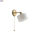 Ljojo Milk Glass LED Wall Light with Pull Chain Switch - Modern Copper Wall Lamp