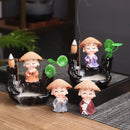 Ljojo Little Monk Ceramic Incense Burner with Mountain Water Flow Ornament