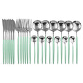 Ljojo 24-Piece Stainless Steel Cutlery Set for 6 - Black Gold Silverware