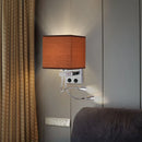 Ljojo LED Fabric Wall Sconce with USB Port for Bedroom and Living Room