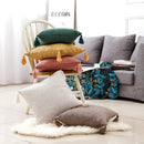 Ljojo Linen Pillow Covers with Tassels - 18x18" Square Throw Pillows for Home Decor