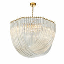 Ljojo Lustre Plate Gold Round Pendant Light Glass Chain Lamp Fixture