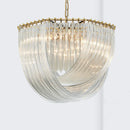 Ljojo Lustre Plate Gold Round Pendant Light Glass Chain Lamp Fixture