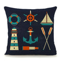 Ljojo Mediterranean Lighthouse Sail Print Pillow Cover for Home Decor