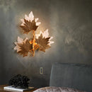 Ljojo Luxury Copper Maple Leaf Crystal Glass Wall Lamp for Home Deco