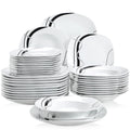 Ljojo 36-Piece Porcelain Ceramic Black Line Kitchen Tableware Set