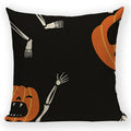 Happy Halloween Pumpkin Print Linen Throw Pillow Cover by Ljojo