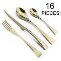 Ljojo 16-Piece Black Stainless Steel Cutlery Set for Dining and Entertaining
