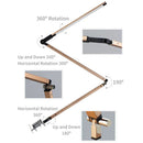 Ljojo LED Desk Lamp with Clip 8W Swing Arm Study Office Bedside Dimmable Table Light