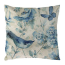 Blue Flowers & Birds Pattern Cushion Cover, Ljojo Home Decor Pillow Case