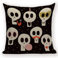 Happy Halloween Pumpkin Print Linen Throw Pillow Cover by Ljojo