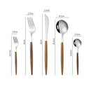 Ljojo 5-Piece Stainless Steel Wooden Handle Dinnerware Set