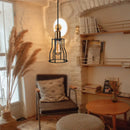 Ljojo Loft Cage Pendant Lamp Retro Industrial Nordic Black Iron Hanging Lights