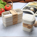 Ljojo 3-Layer Wheat Straw Bento Box - Healthy Microwave Food Storage Container