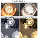 Ljojo Meteor Shower Glass Ball Chandelier - Long Rope Hanging Crystal Light