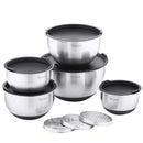 Ljojo 5-Piece Stainless Steel Salad Mixing Bowl Set with Grater and Lids