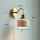 Ljojo Milk Glass LED Wall Light with Pull Chain Switch - Modern Copper Wall Lamp