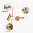 Ljojo Long Arm Wall Lamp in Black Gold - Ideal for Bedroom, Study, Living Room