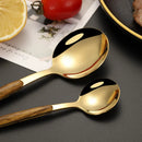 Ljojo 5-Piece Stainless Steel Wooden Handle Dinnerware Set