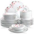 Ljojo 48-Piece Porcelain Ceramic Dinnerware Set for 12: Plates and Bowls